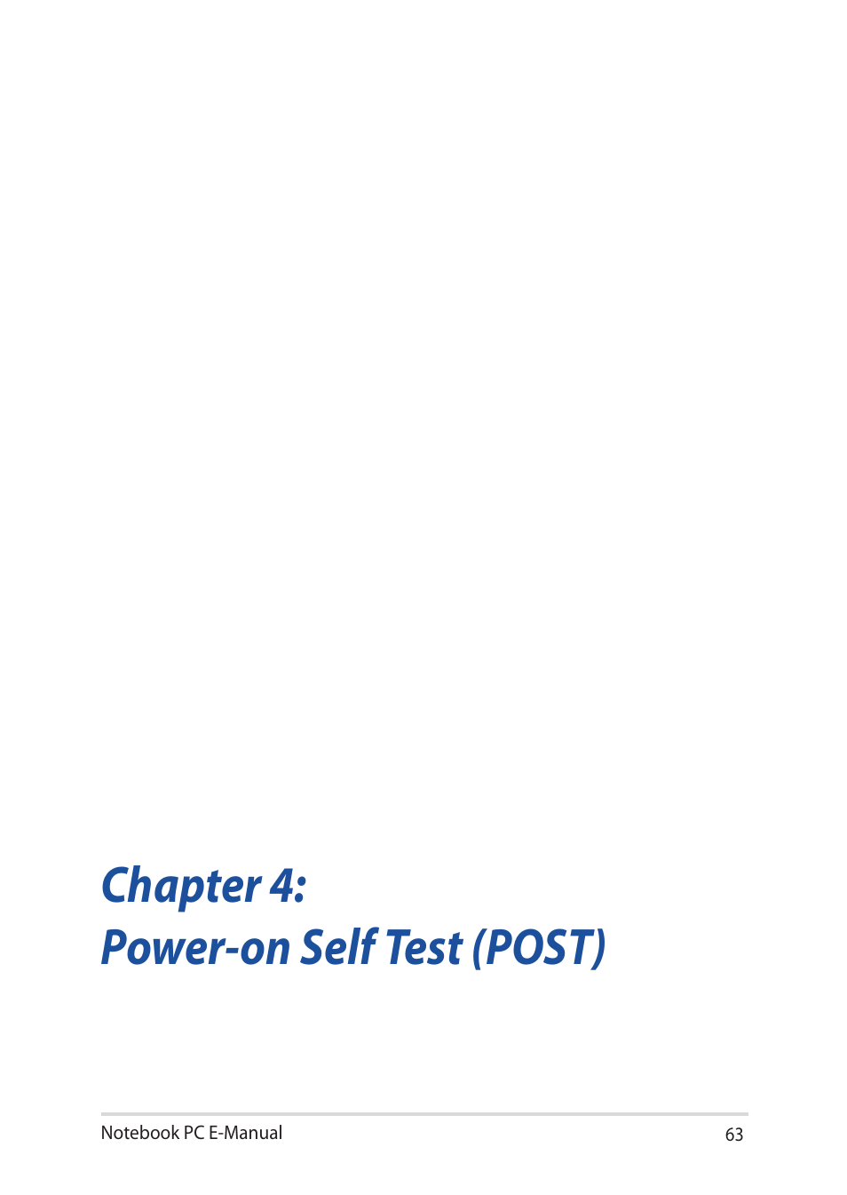 Chapter 4: power-on self test (post) | Asus UX32LN User Manual | Page 63 / 102