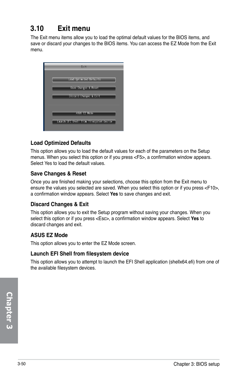 Chapter 3 3.10 exit menu | Asus Z87I-DELUXE User Manual | Page 112 / 146