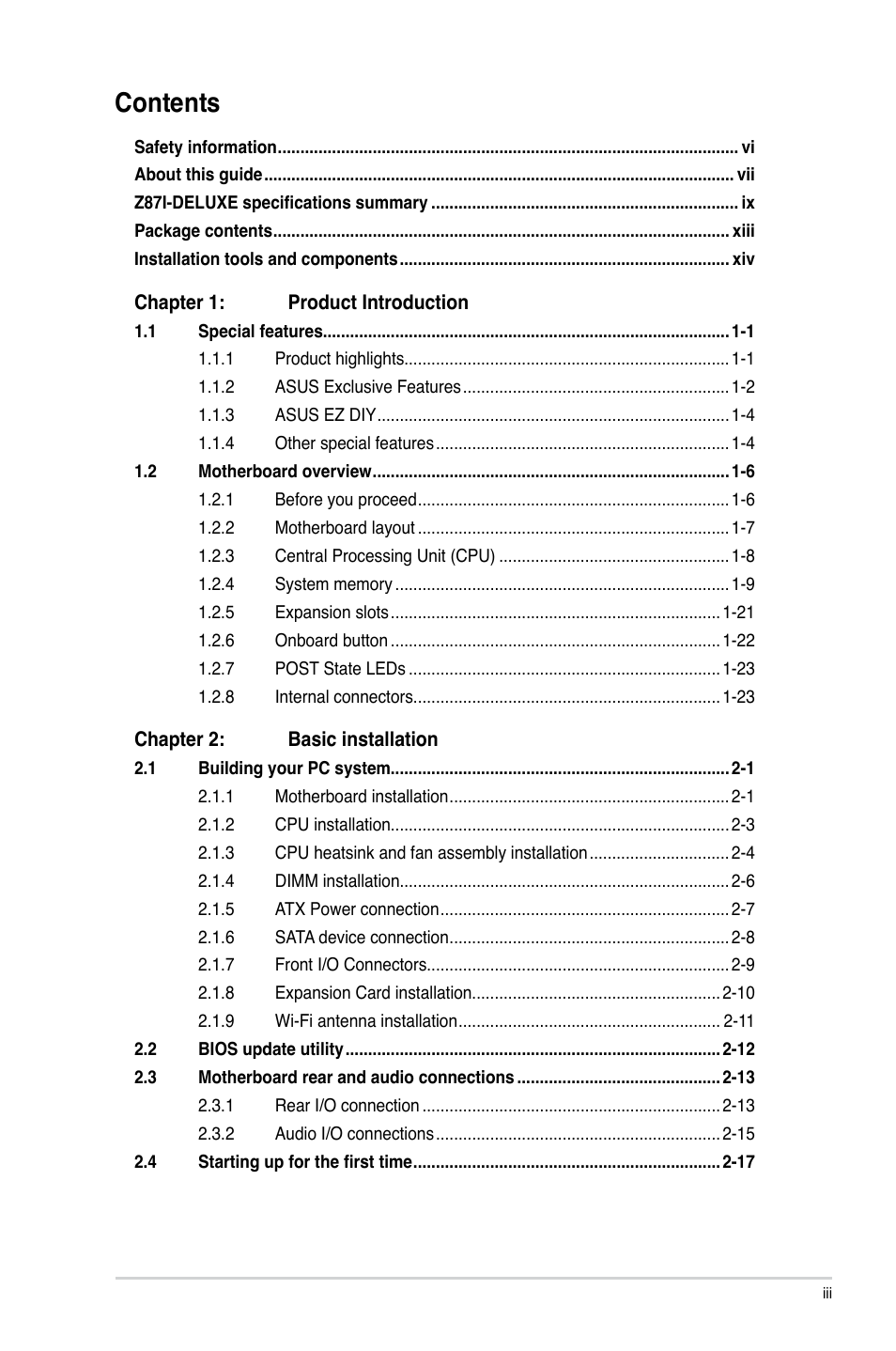 Asus Z87I-DELUXE User Manual | Page 3 / 146