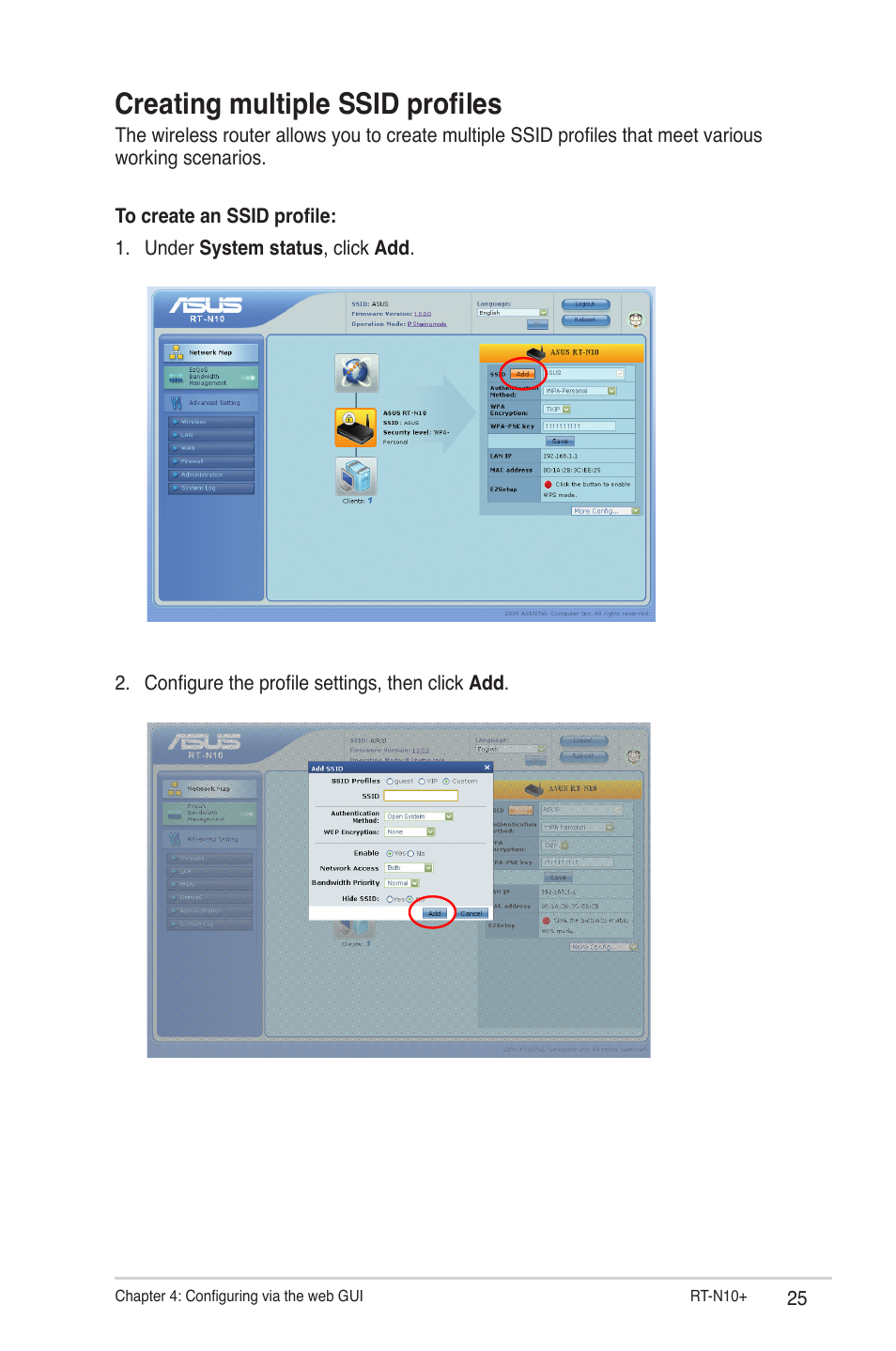 Creating multiple ssid profiles | Asus RT-N10 Plus (VER.C1) User Manual | Page 25 / 53