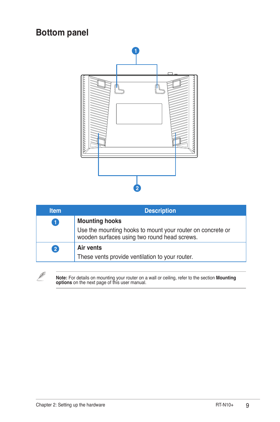 Bottom panel | Asus RT-N10 Plus (VER.C1) User Manual | Page 9 / 53