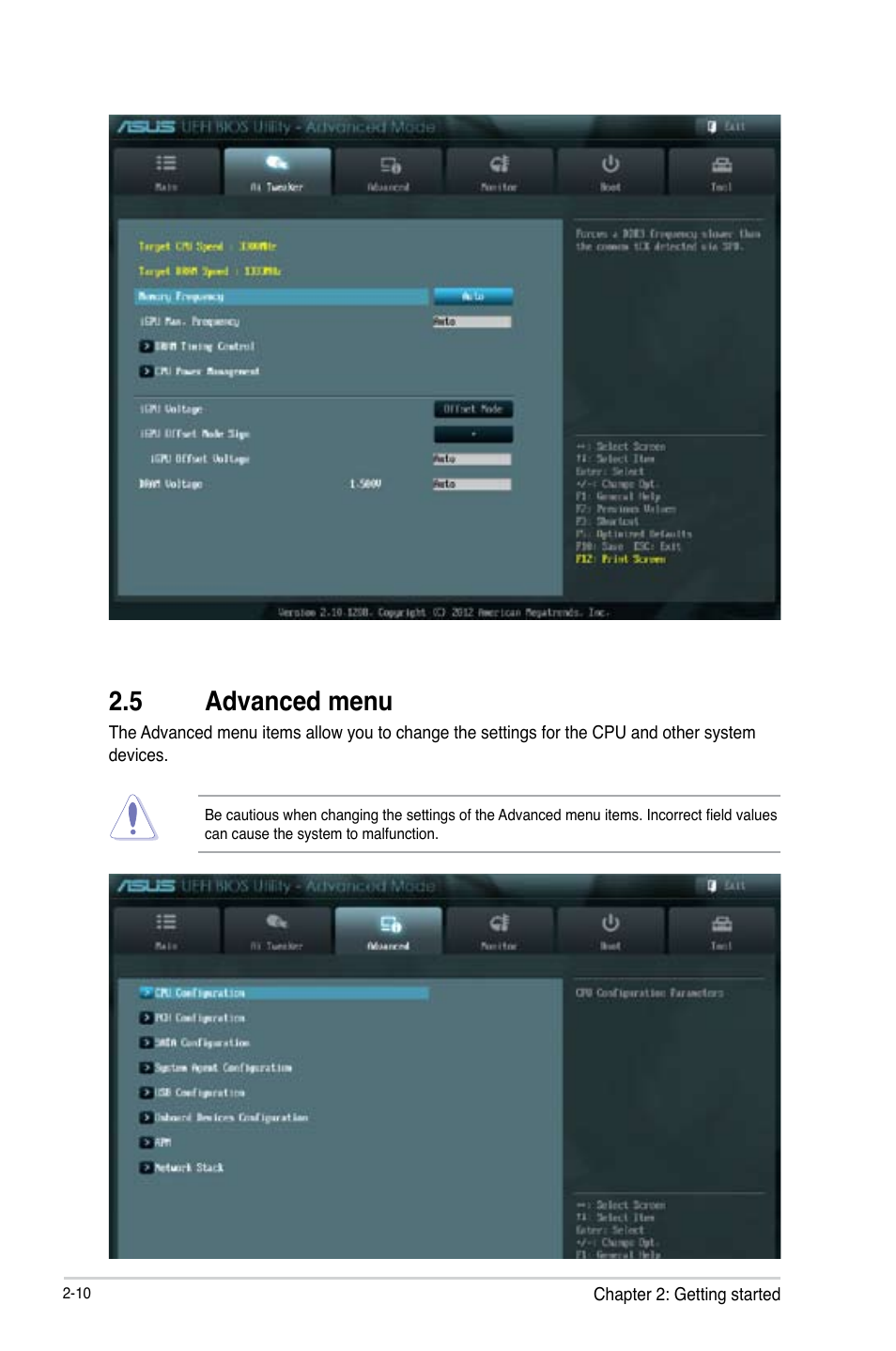 5 advanced menu, Advanced menu -10 | Asus H61M-D User Manual | Page 35 / 42