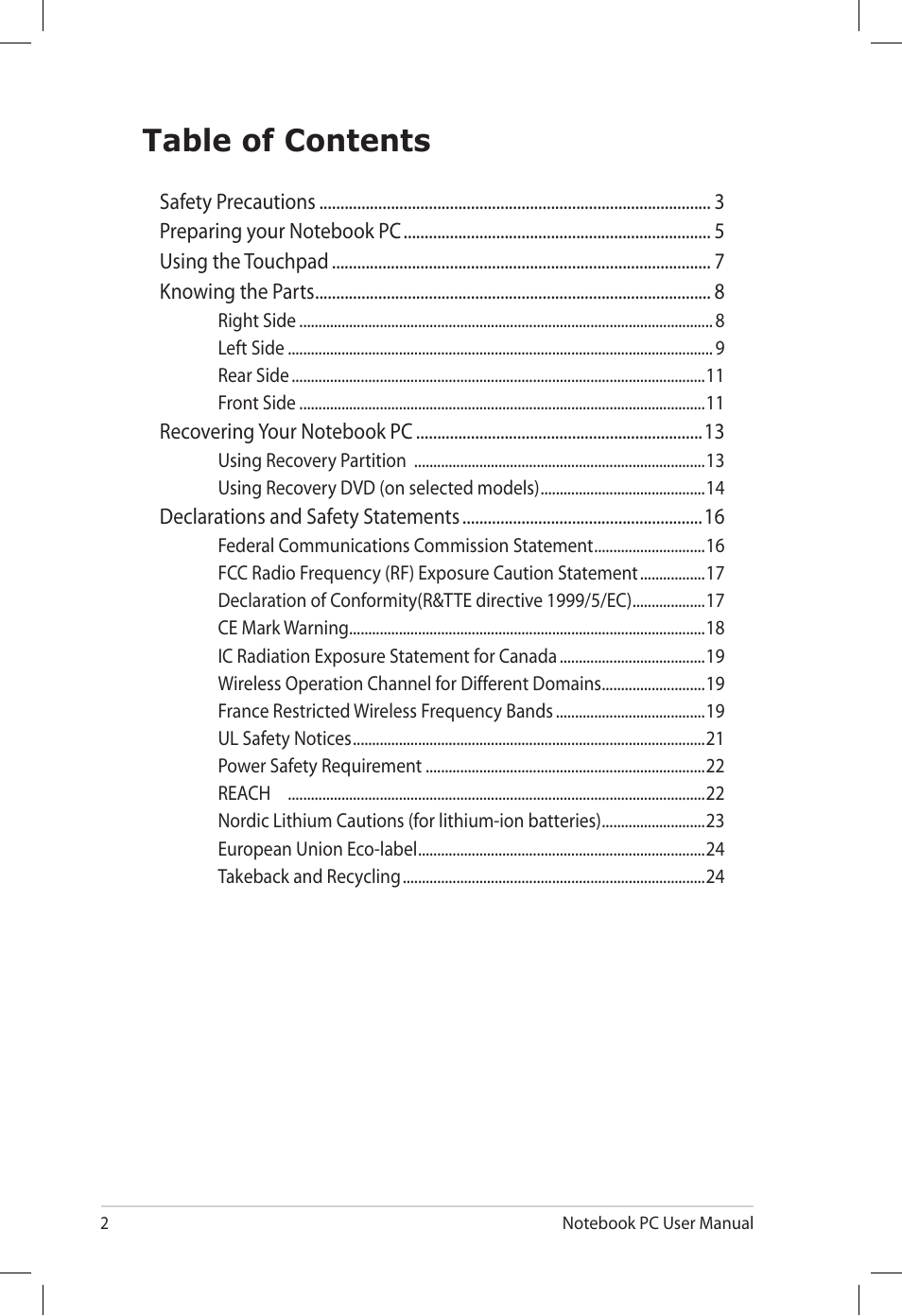 Asus U30Jc User Manual | Page 2 / 26
