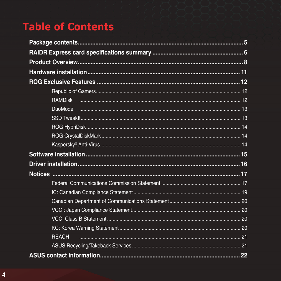 Asus RAIDR Express PCIe SSD User Manual | Page 4 / 24
