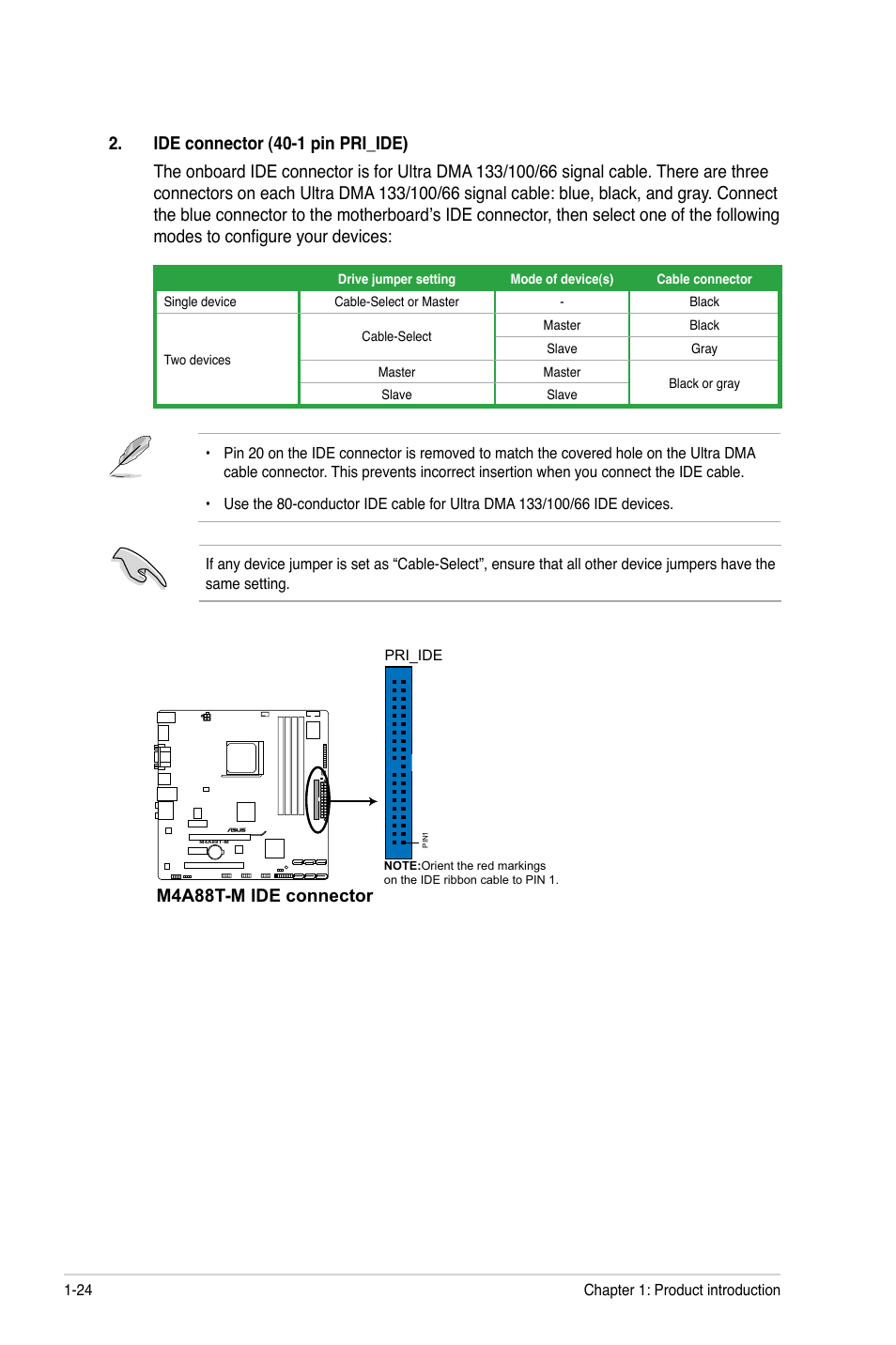 M4a88t-m ide connector | Asus M4A88T-M/USB3 User Manual | Page 36 / 70