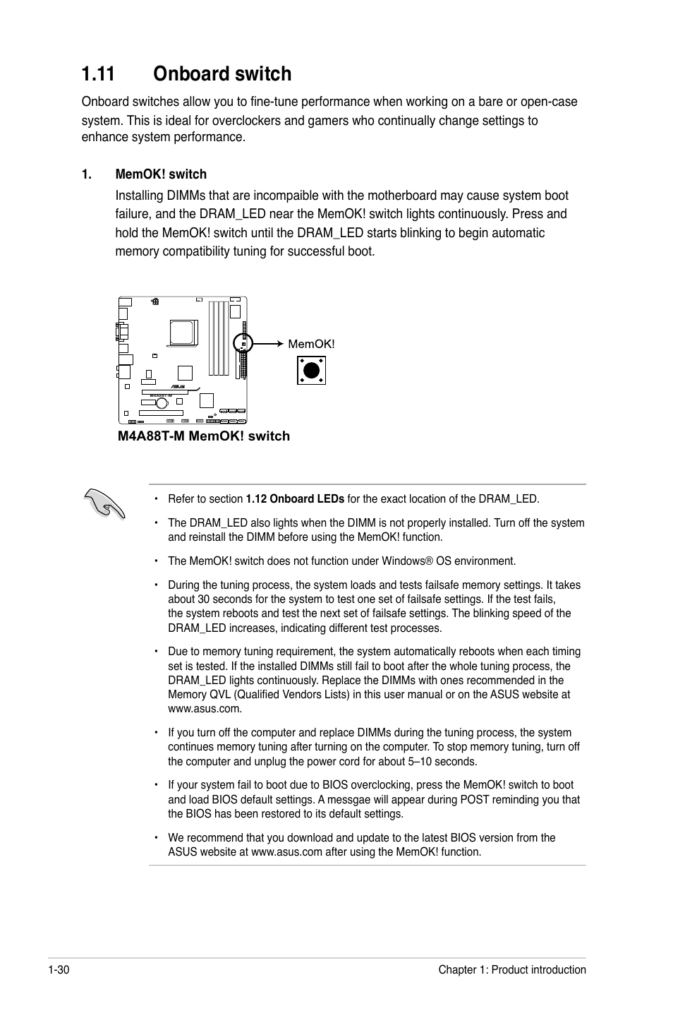 11 onboard switch, 11 onboard switch -30 | Asus M4A88T-M/USB3 User Manual | Page 42 / 70