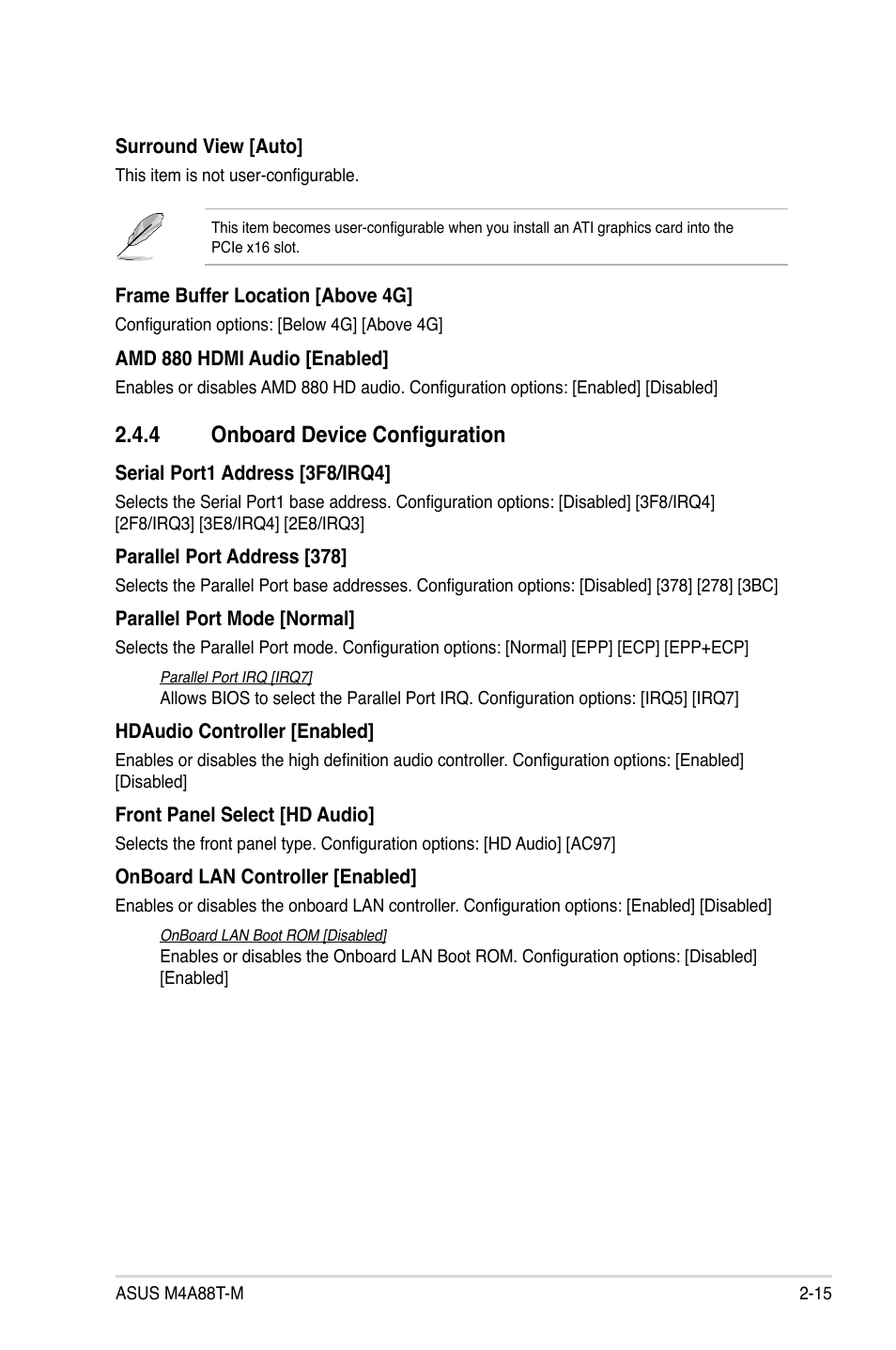 4 onboard device configuration, 4 onboard device configuration -15 | Asus M4A88T-M/USB3 User Manual | Page 59 / 70