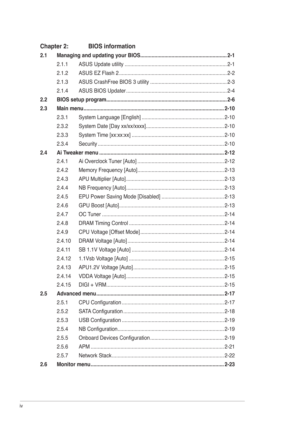 Asus F2A55-M LE User Manual | Page 4 / 78