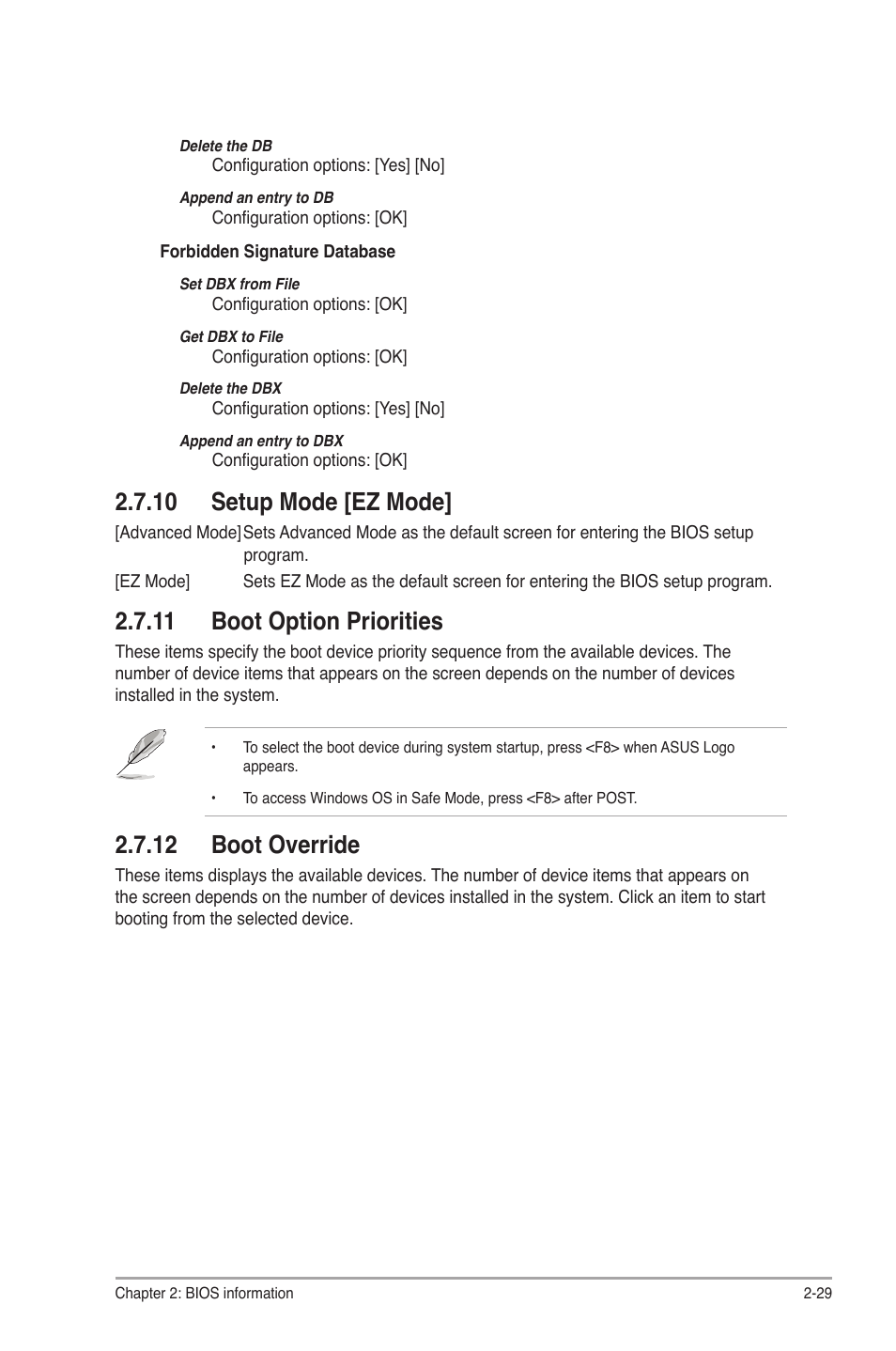 10 setup mode [ez mode, 11 boot option priorities, 12 boot override | Asus F2A55-M LE User Manual | Page 71 / 78