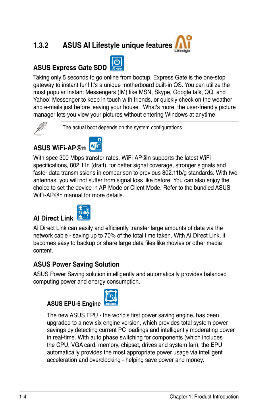 2 asus ai lifestyle unique features | Asus P5Q3 Deluxe/WiFi-AP @n User Manual | Page 18 / 64
