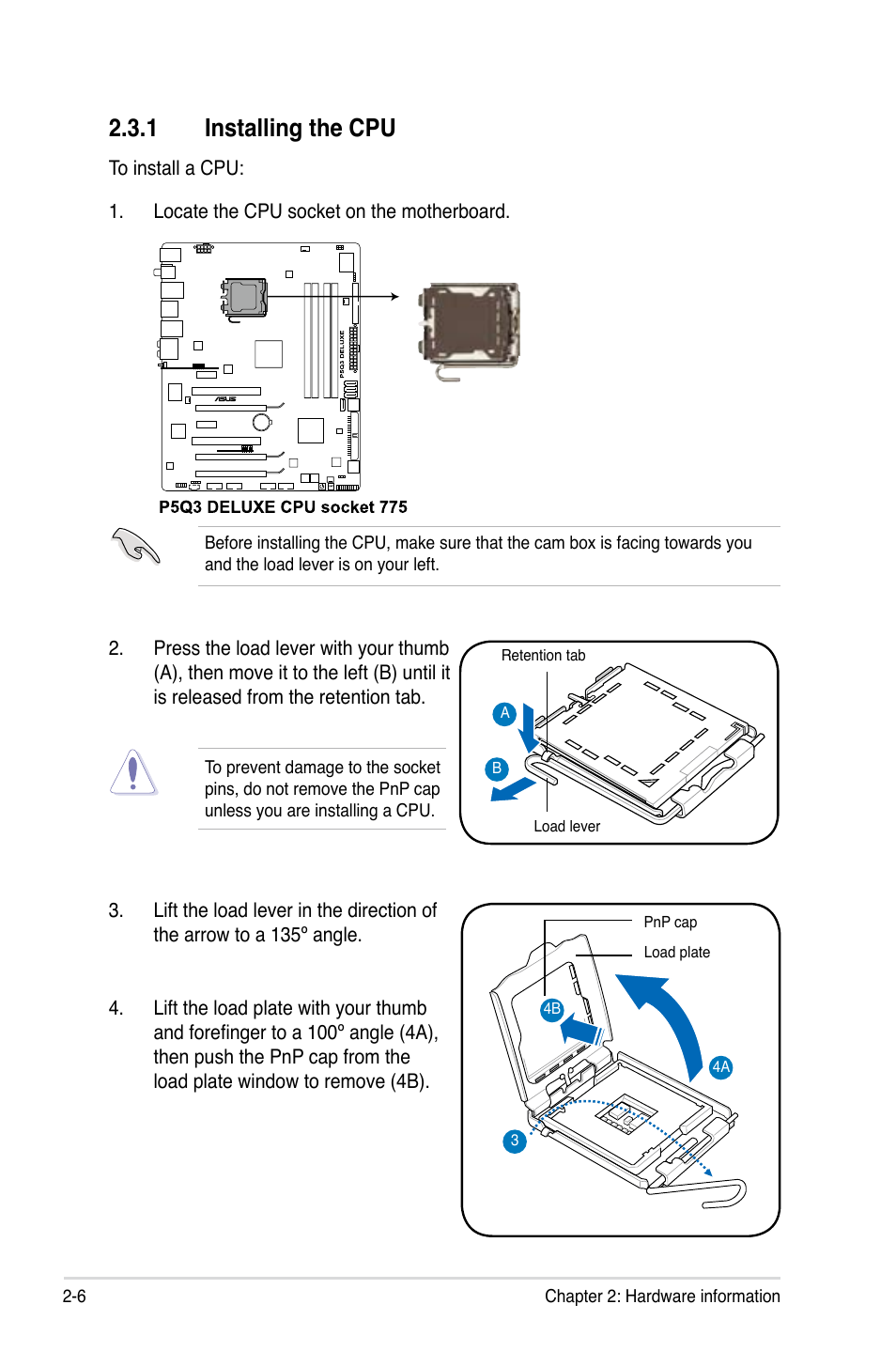 1 installing the cpu | Asus P5Q3 Deluxe/WiFi-AP @n User Manual | Page 30 / 64