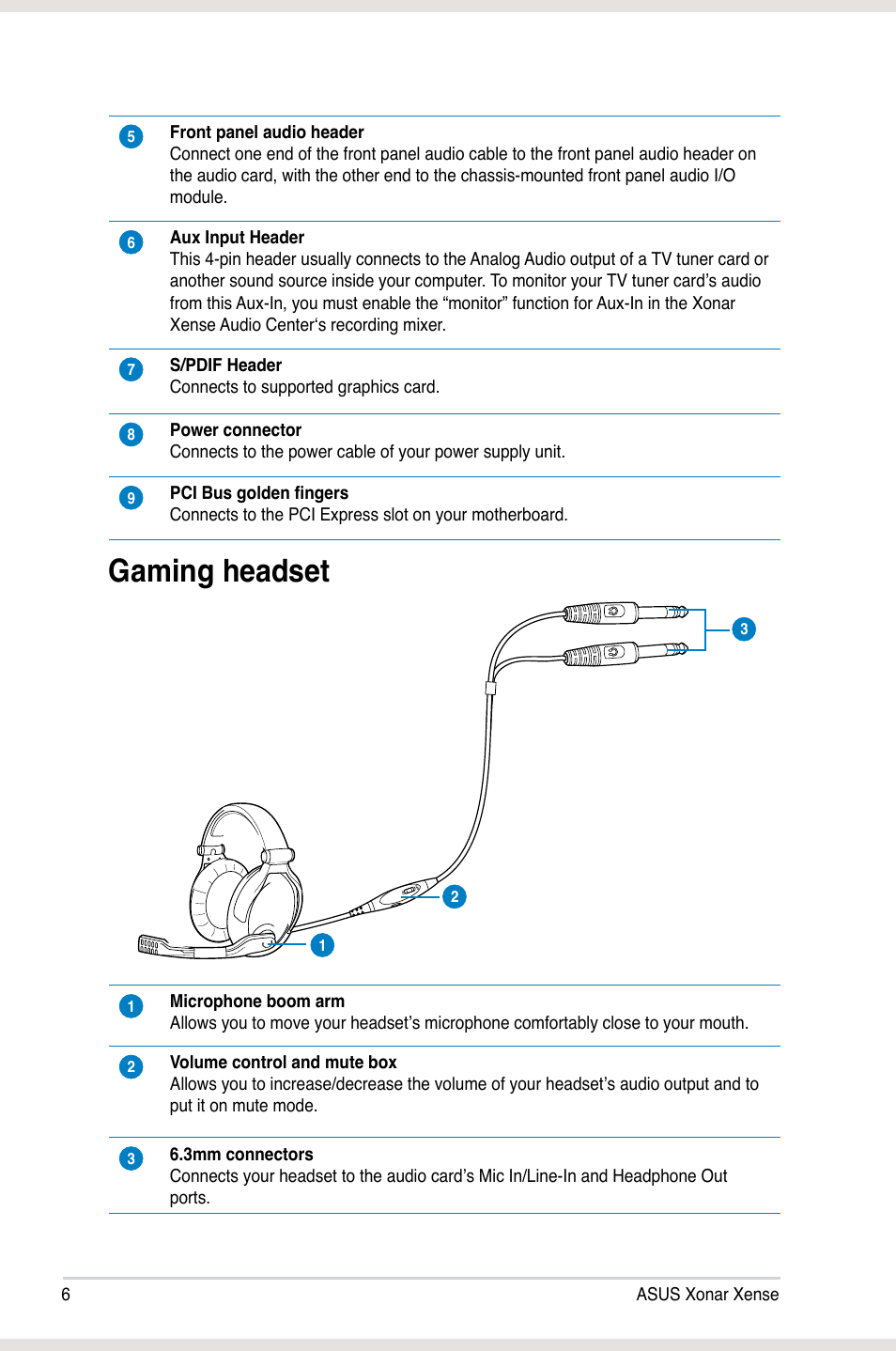 Gaming headset | Asus Xonar Xense User Manual | Page 15 / 47
