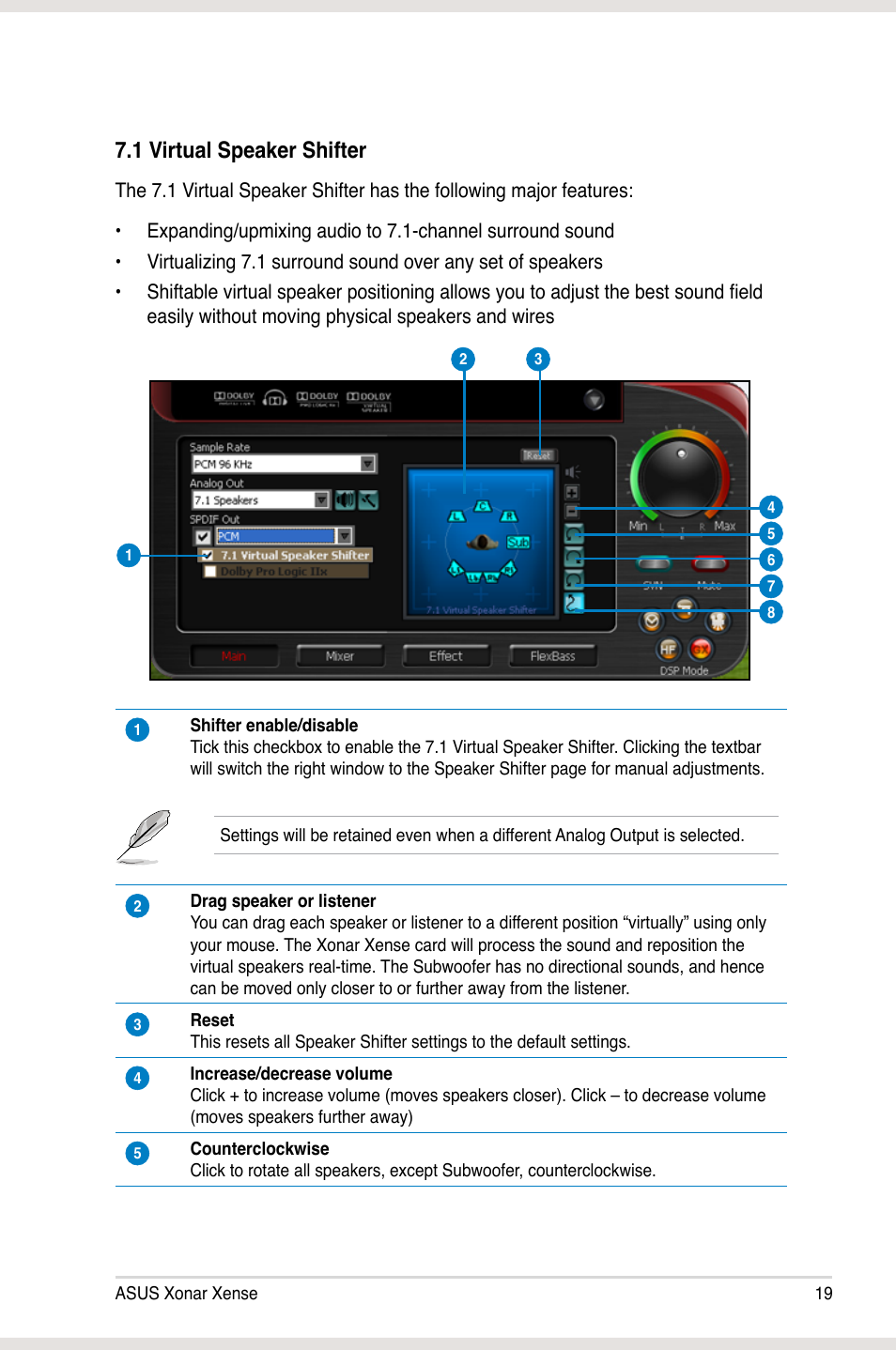 1 virtual speaker shifter | Asus Xonar Xense User Manual | Page 28 / 47