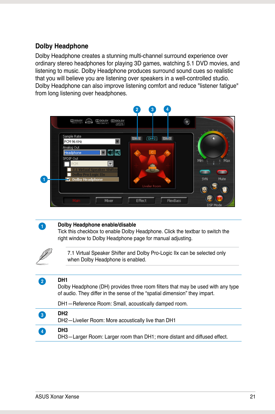 Dolby headphone | Asus Xonar Xense User Manual | Page 30 / 47