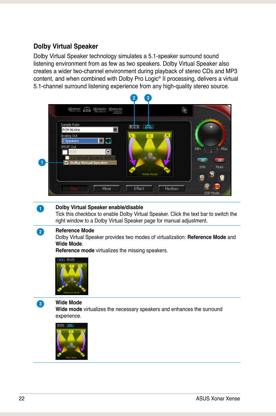 Dolby virtual speaker | Asus Xonar Xense User Manual | Page 31 / 47