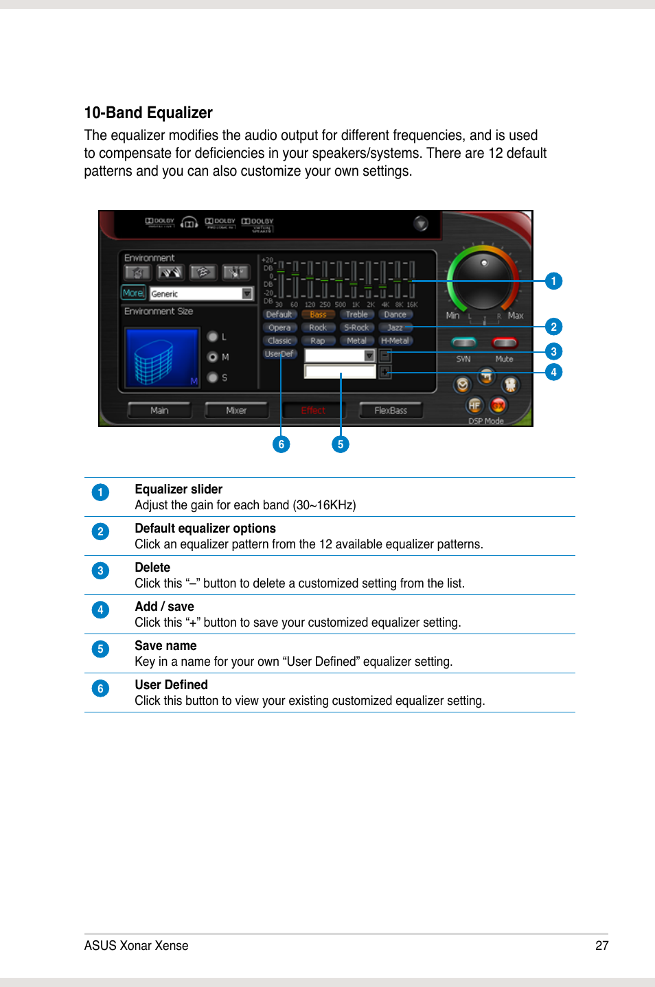 Band equalizer | Asus Xonar Xense User Manual | Page 36 / 47