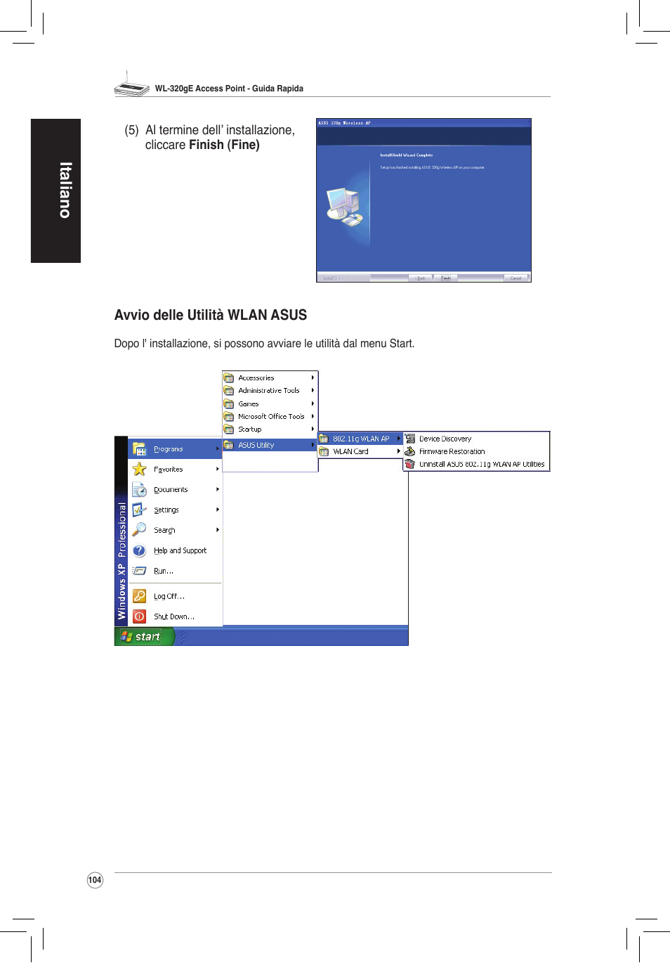 Italiano | Asus WL-320gE User Manual | Page 105 / 172