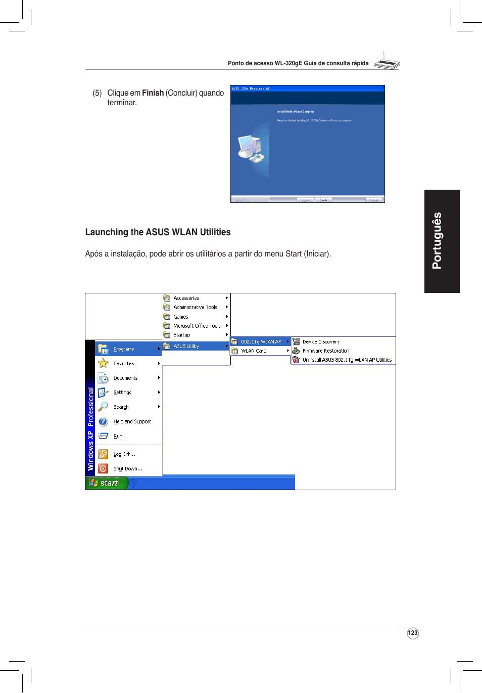 Português | Asus WL-320gE User Manual | Page 124 / 172