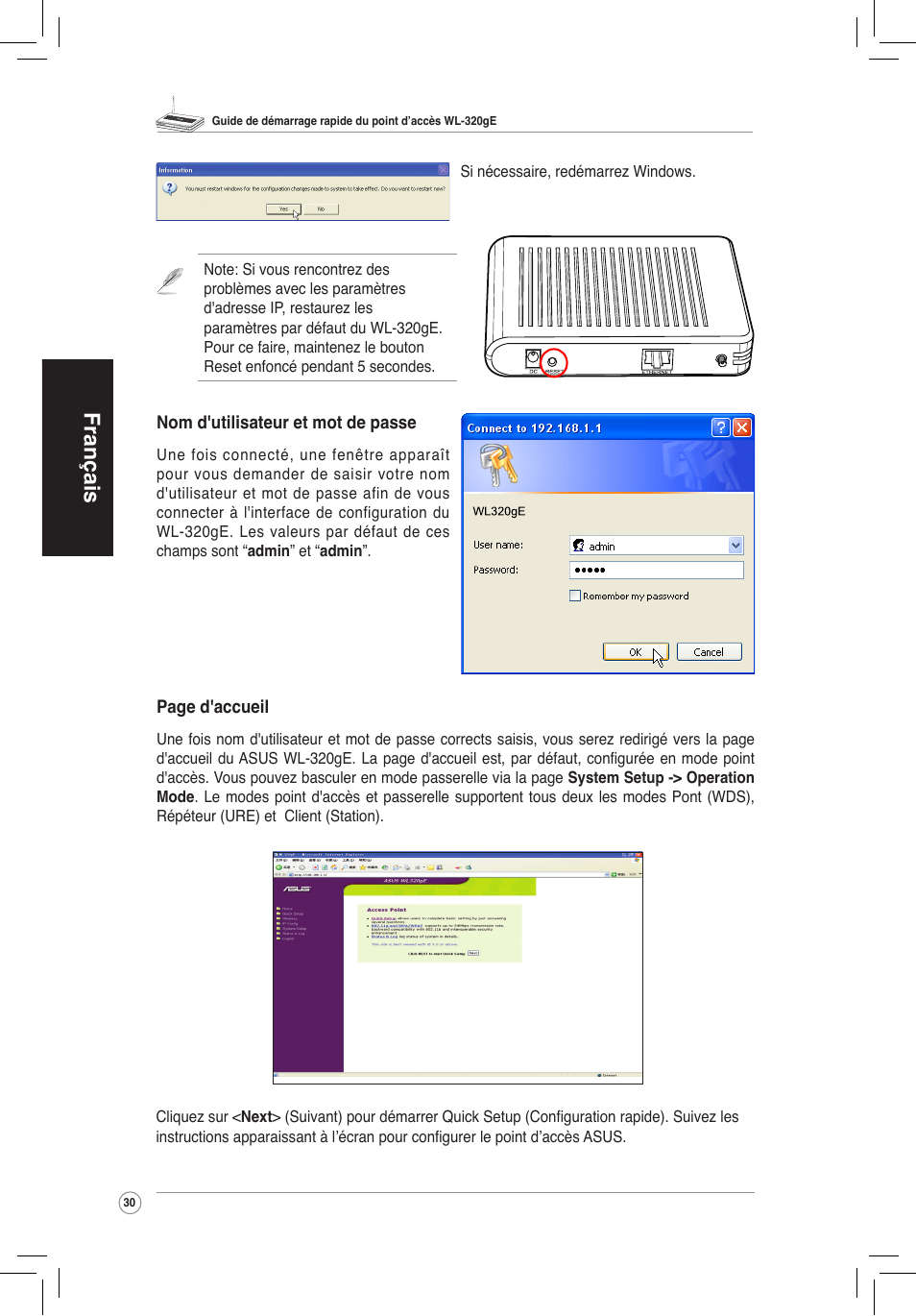 Français | Asus WL-320gE User Manual | Page 31 / 172