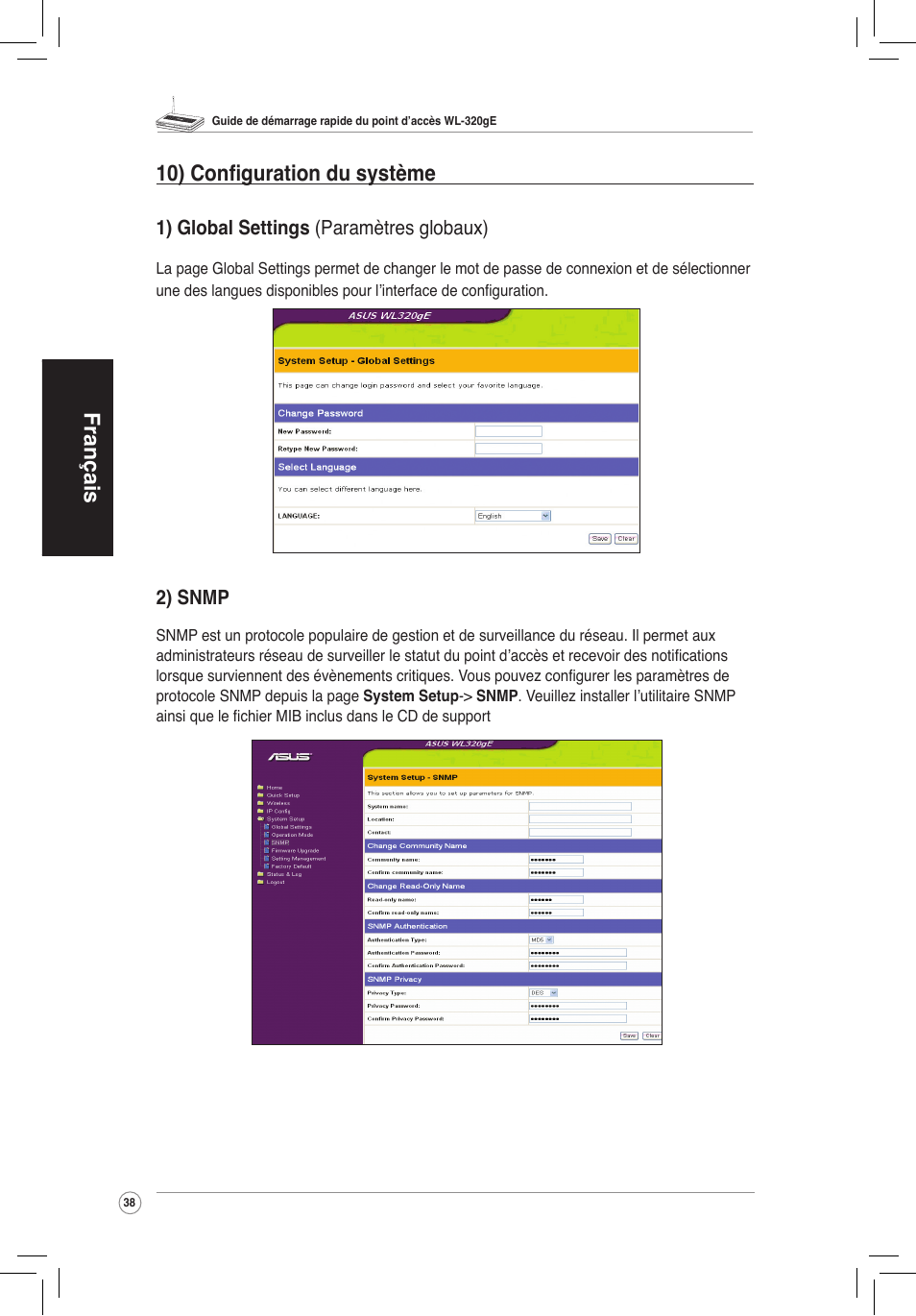 Français 10) configuration du système | Asus WL-320gE User Manual | Page 39 / 172