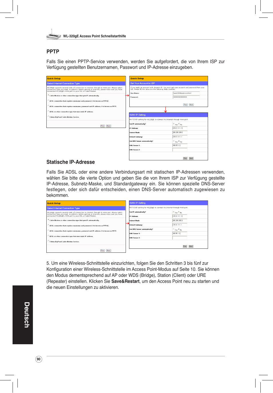 Deutsch | Asus WL-320gE User Manual | Page 91 / 172