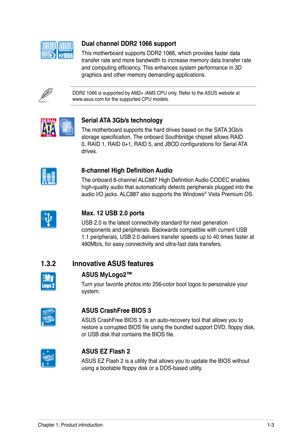 2 innovative asus features, Innovative asus features -3 | Asus M4N78 User Manual | Page 13 / 60