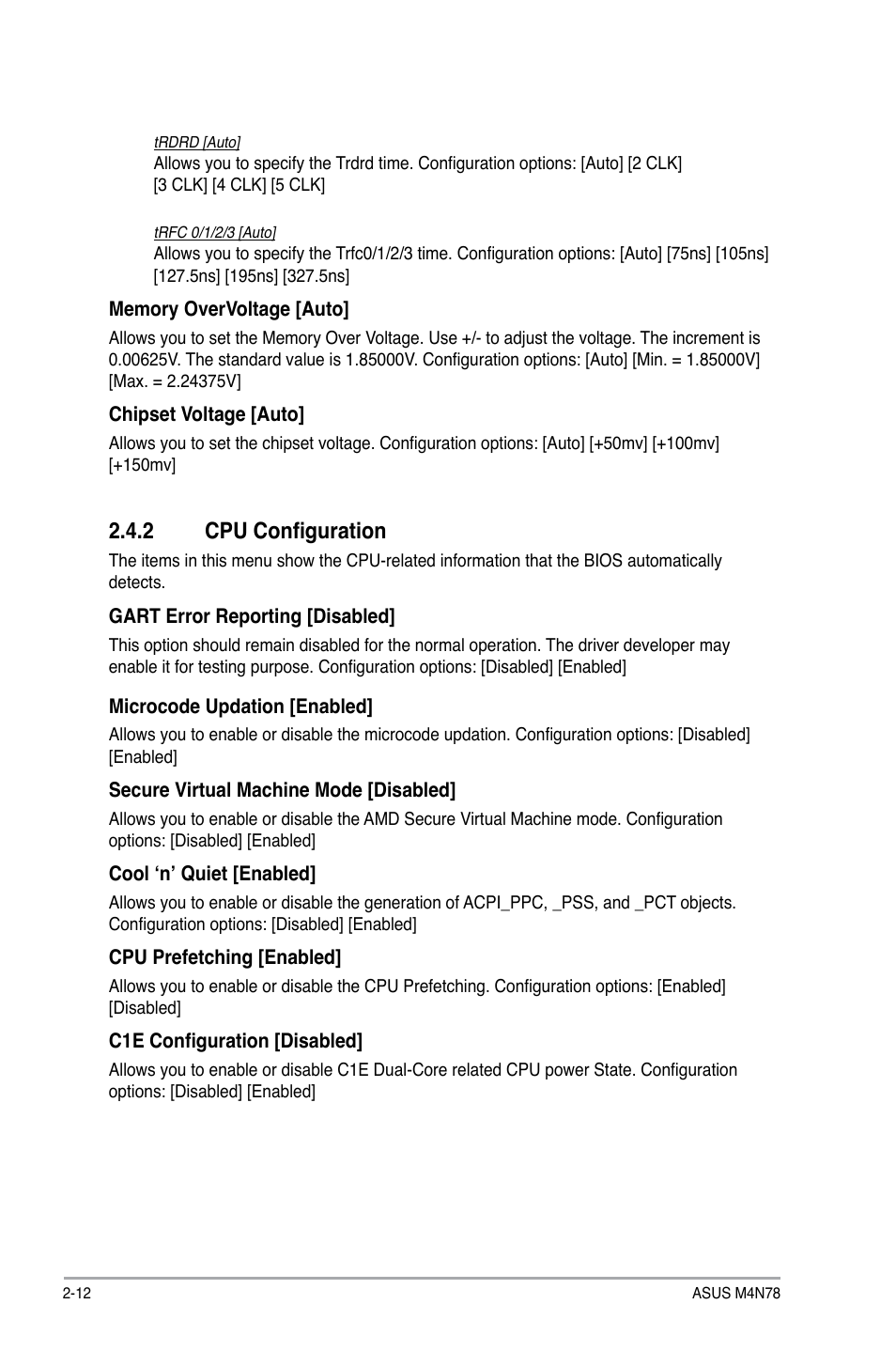 2 cpu configuration, Cpu configuration -12 | Asus M4N78 User Manual | Page 50 / 60