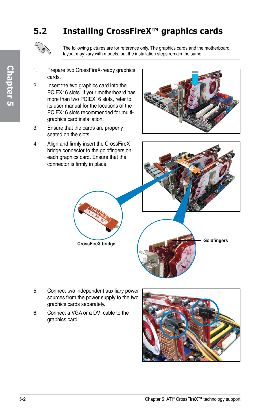 2 installing crossfirex™ graphics cards, Installing crossfirex™ graphics cards -2, Chapter 5 | Asus M4A79XTD EVO/USB3 User Manual | Page 110 / 112