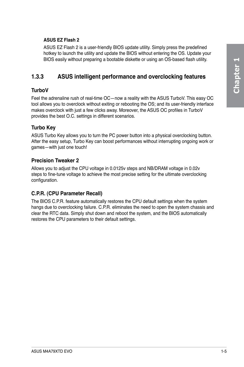 Chapter 1 | Asus M4A79XTD EVO/USB3 User Manual | Page 19 / 112