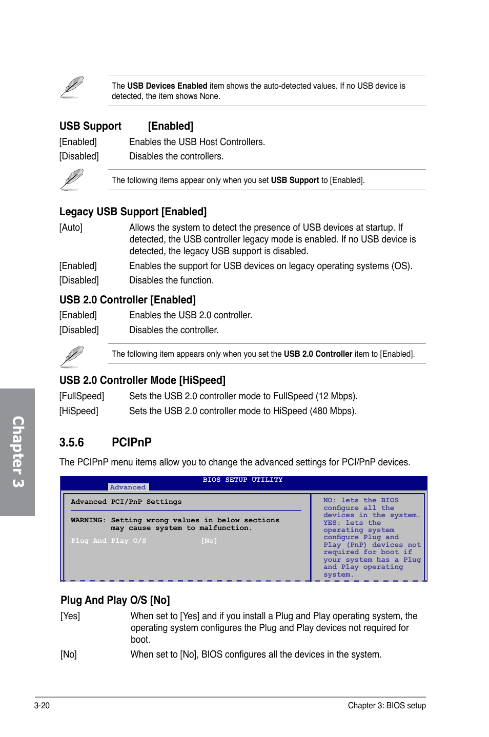 6 pcipnp, Pcipnp -20, Chapter 3 | Asus M4A79XTD EVO/USB3 User Manual | Page 76 / 112