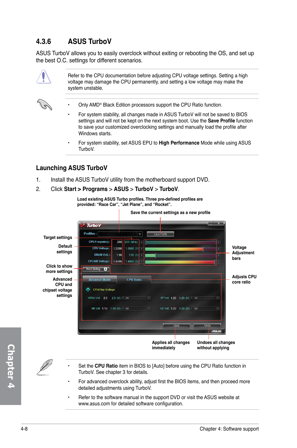 6 asus turbov, Asus turbov -8, Chapter 4 | Launching asus turbov | Asus M4A79XTD EVO/USB3 User Manual | Page 96 / 112