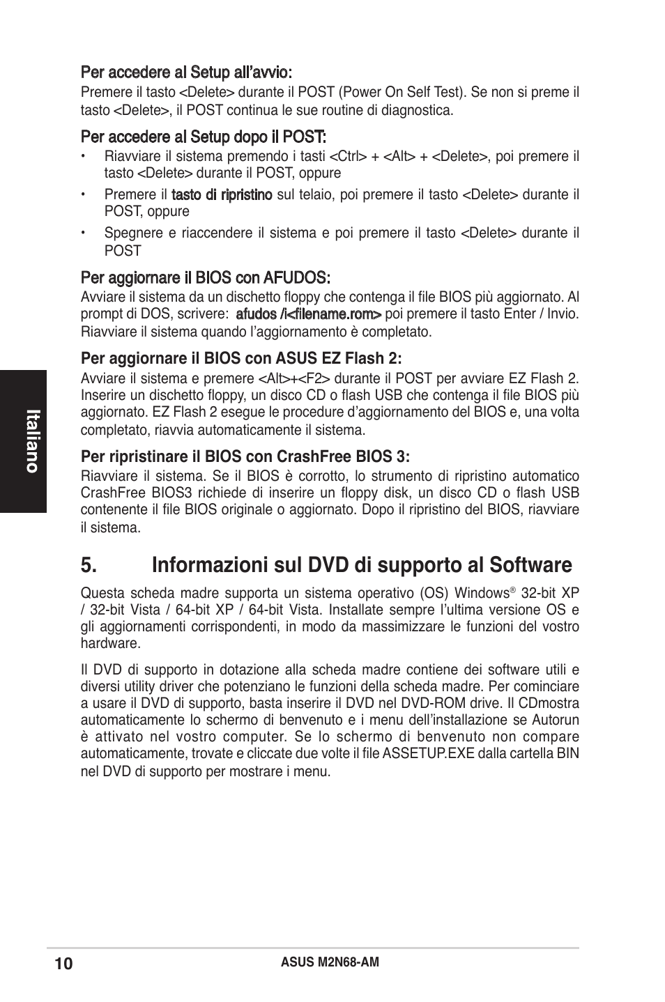 Informazioni sul dvd di supporto al software | Asus M2N68-AM User Manual | Page 10 / 38