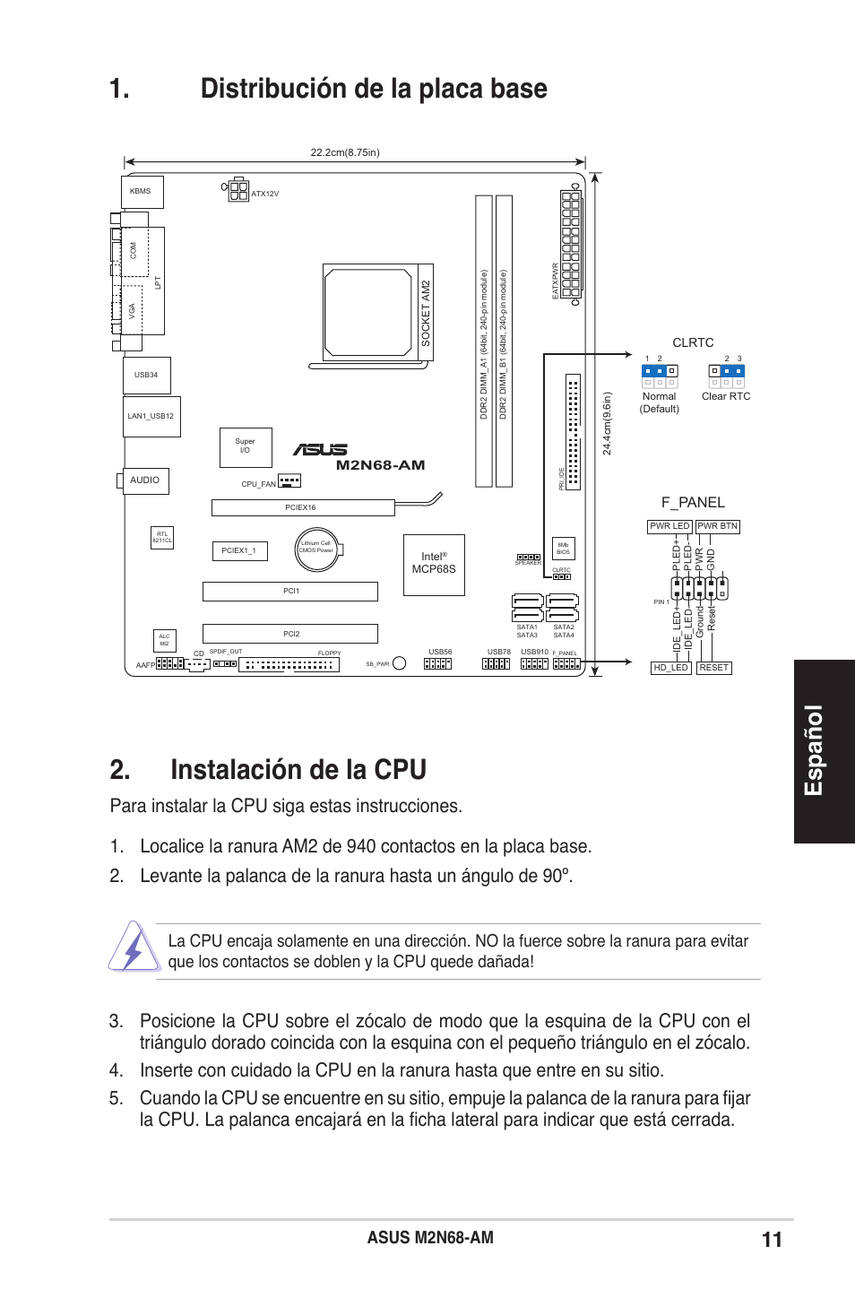 Español, Asus m2n68-am, F_panel | Asus M2N68-AM User Manual | Page 11 / 38