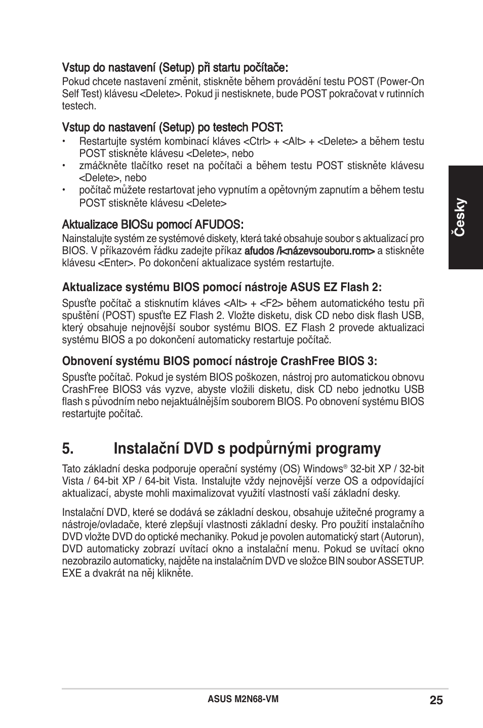 Instalační dvd s podpůrnými programy, Česky | Asus M2N68-AM User Manual | Page 25 / 38