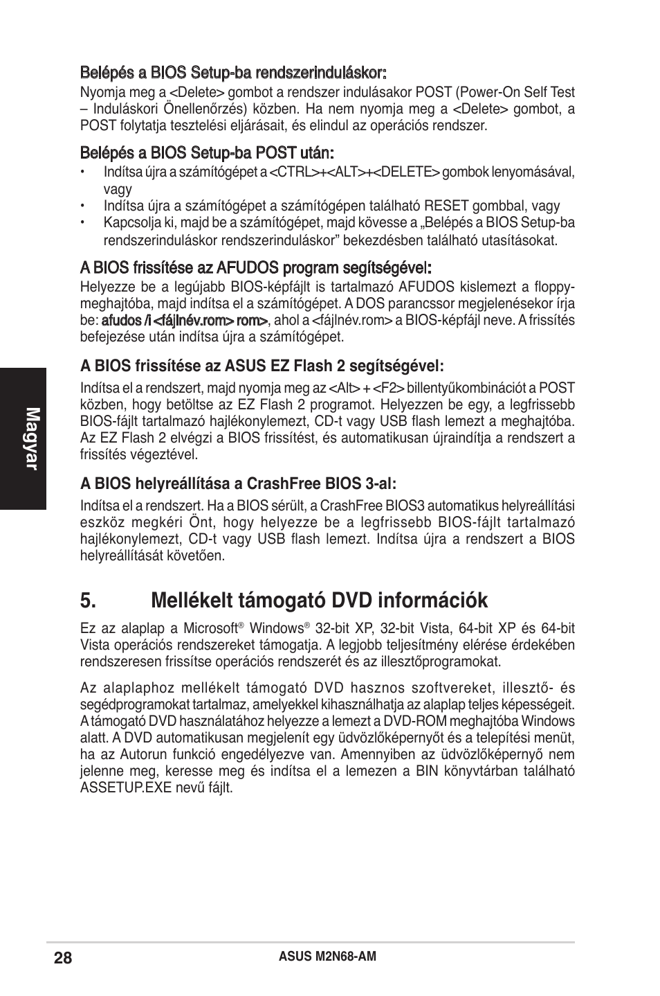 Mellékelt támogató dvd információk, Magyar | Asus M2N68-AM User Manual | Page 28 / 38