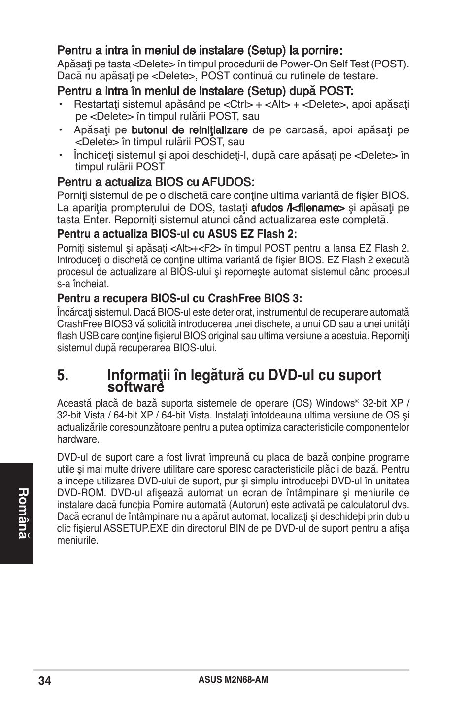 Română | Asus M2N68-AM User Manual | Page 34 / 38