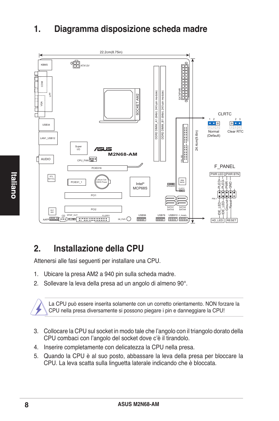 Asus m2n68-am, F_panel, M2n68-am | Asus M2N68-AM User Manual | Page 8 / 38