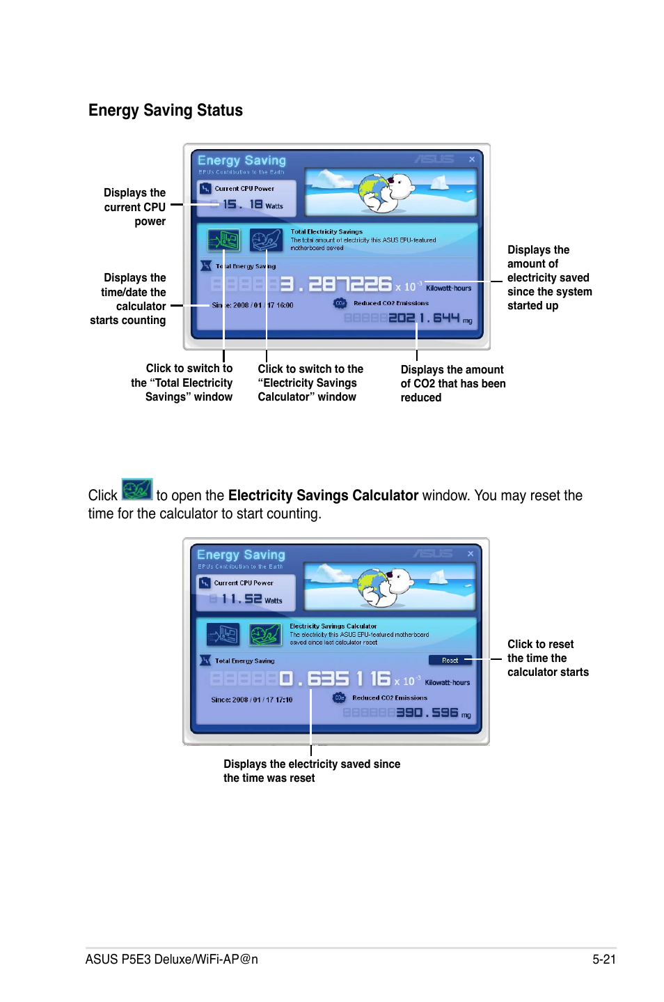 Energy saving status | Asus P5E3 DELUXE/WiFi-AP User Manual | Page 135 / 196