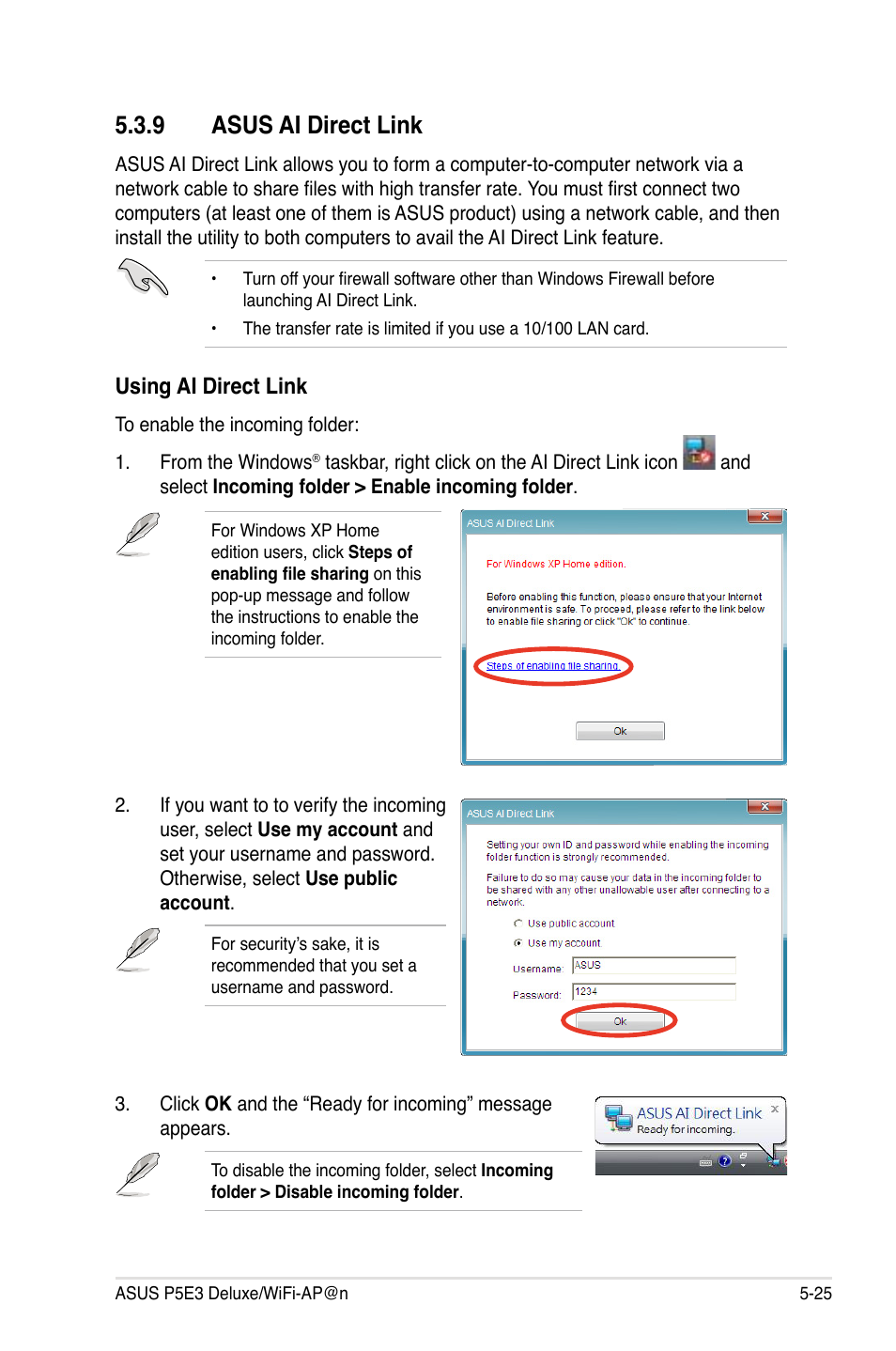 9 asus ai direct link, Using ai direct link | Asus P5E3 DELUXE/WiFi-AP User Manual | Page 139 / 196