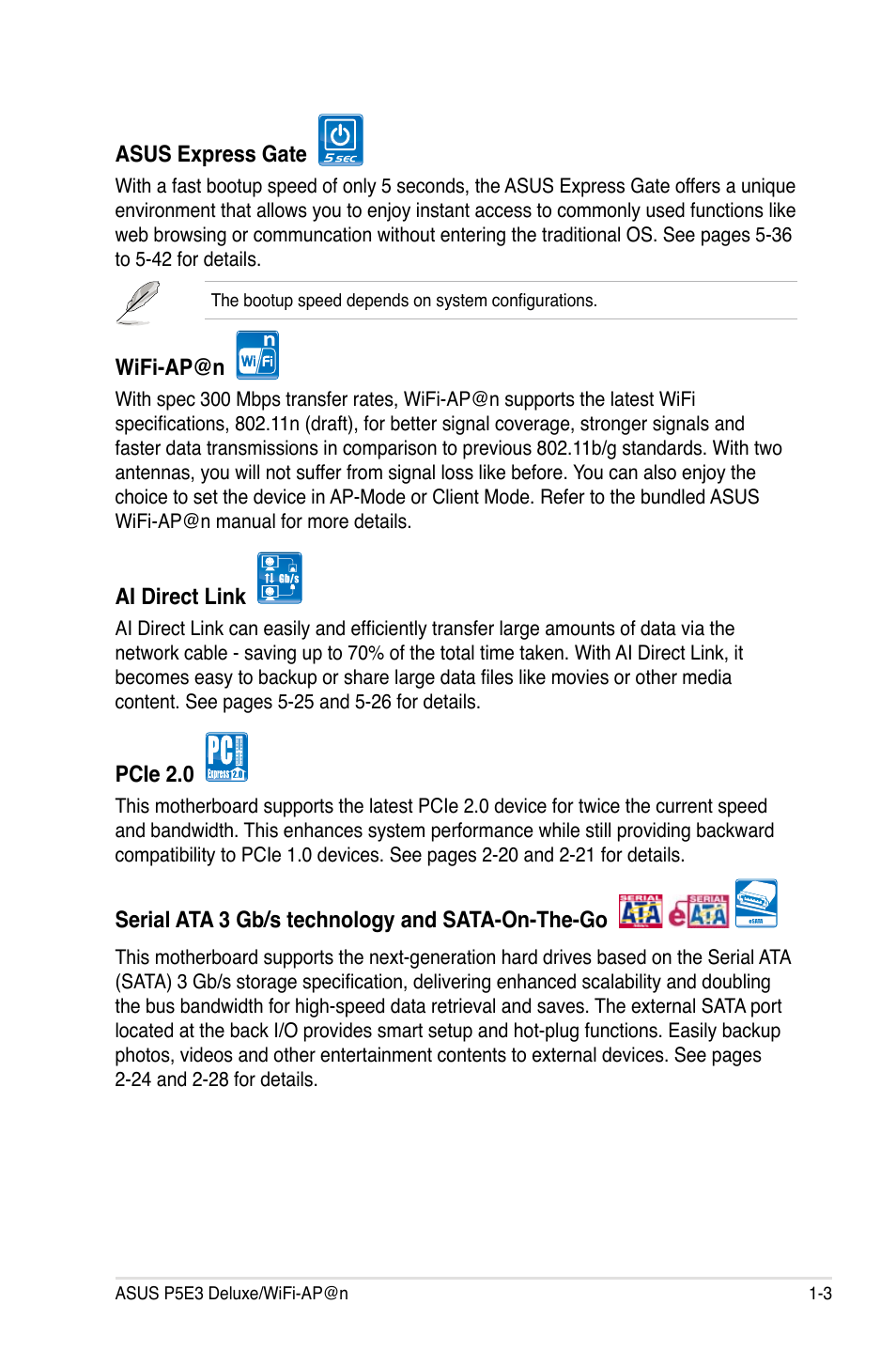 Asus P5E3 DELUXE/WiFi-AP User Manual | Page 19 / 196