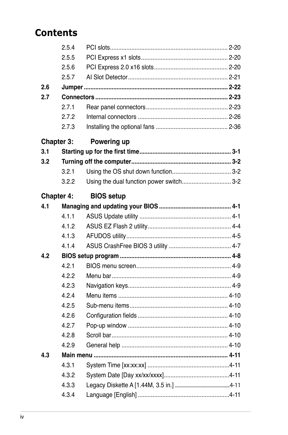 Asus P5E3 DELUXE/WiFi-AP User Manual | Page 4 / 196