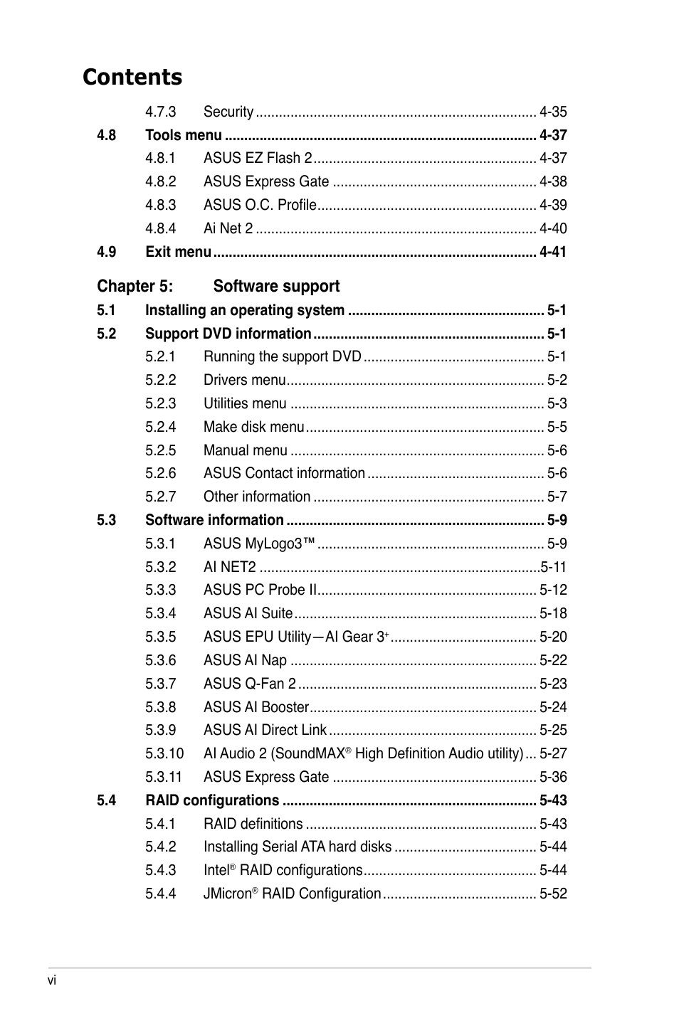 Asus P5E3 DELUXE/WiFi-AP User Manual | Page 6 / 196