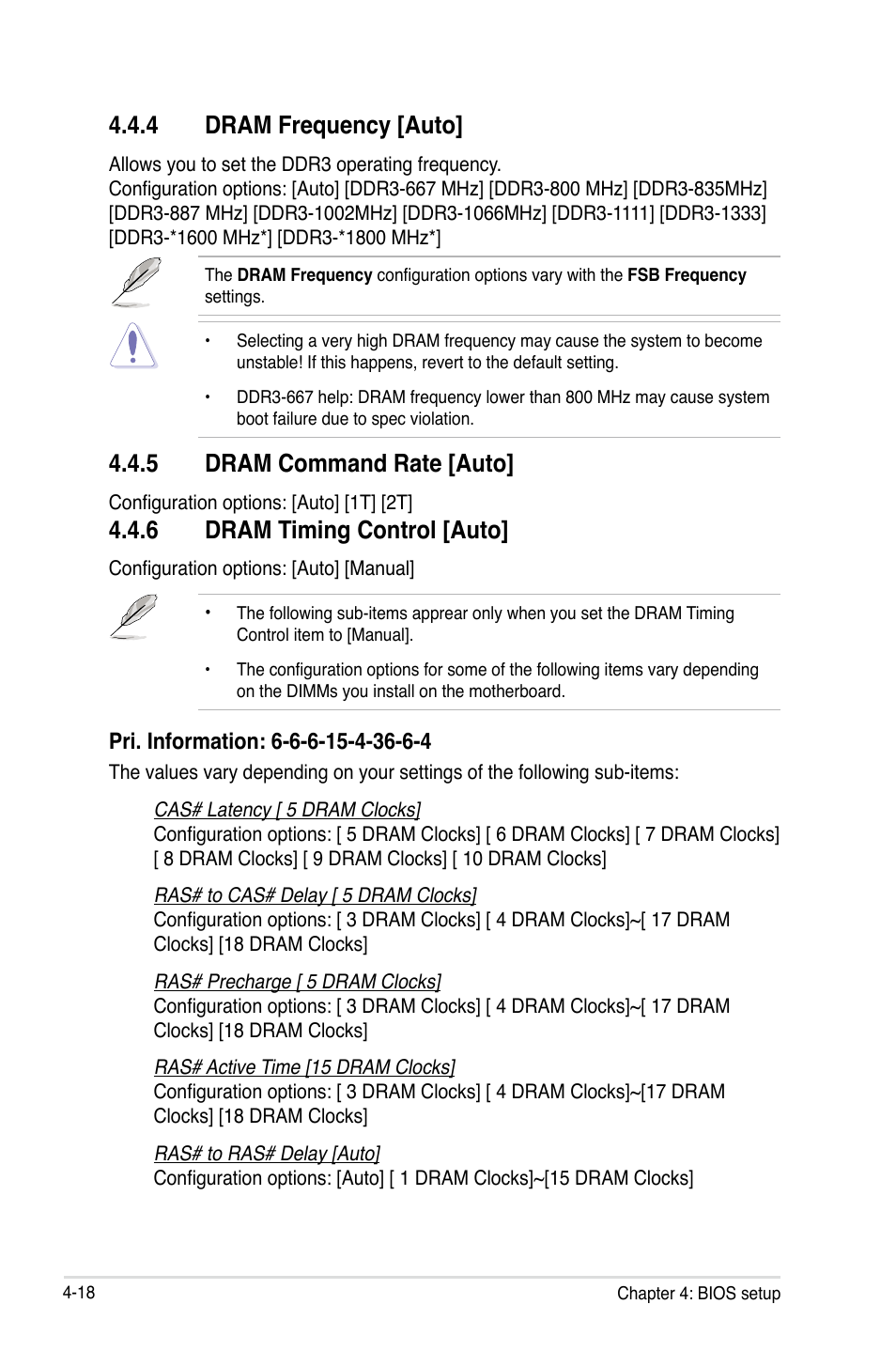 5 dram command rate [auto, 6 dram timing control [auto, 4 dram frequency [auto | Asus P5E3 DELUXE/WiFi-AP User Manual | Page 88 / 196