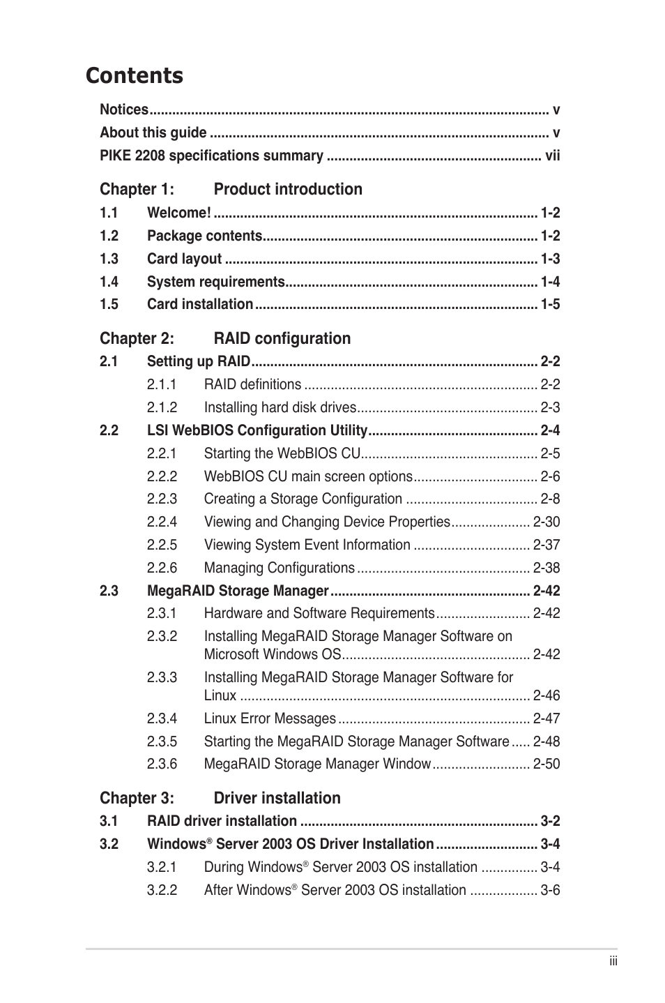 Asus PIKE 2208 User Manual | Page 3 / 86