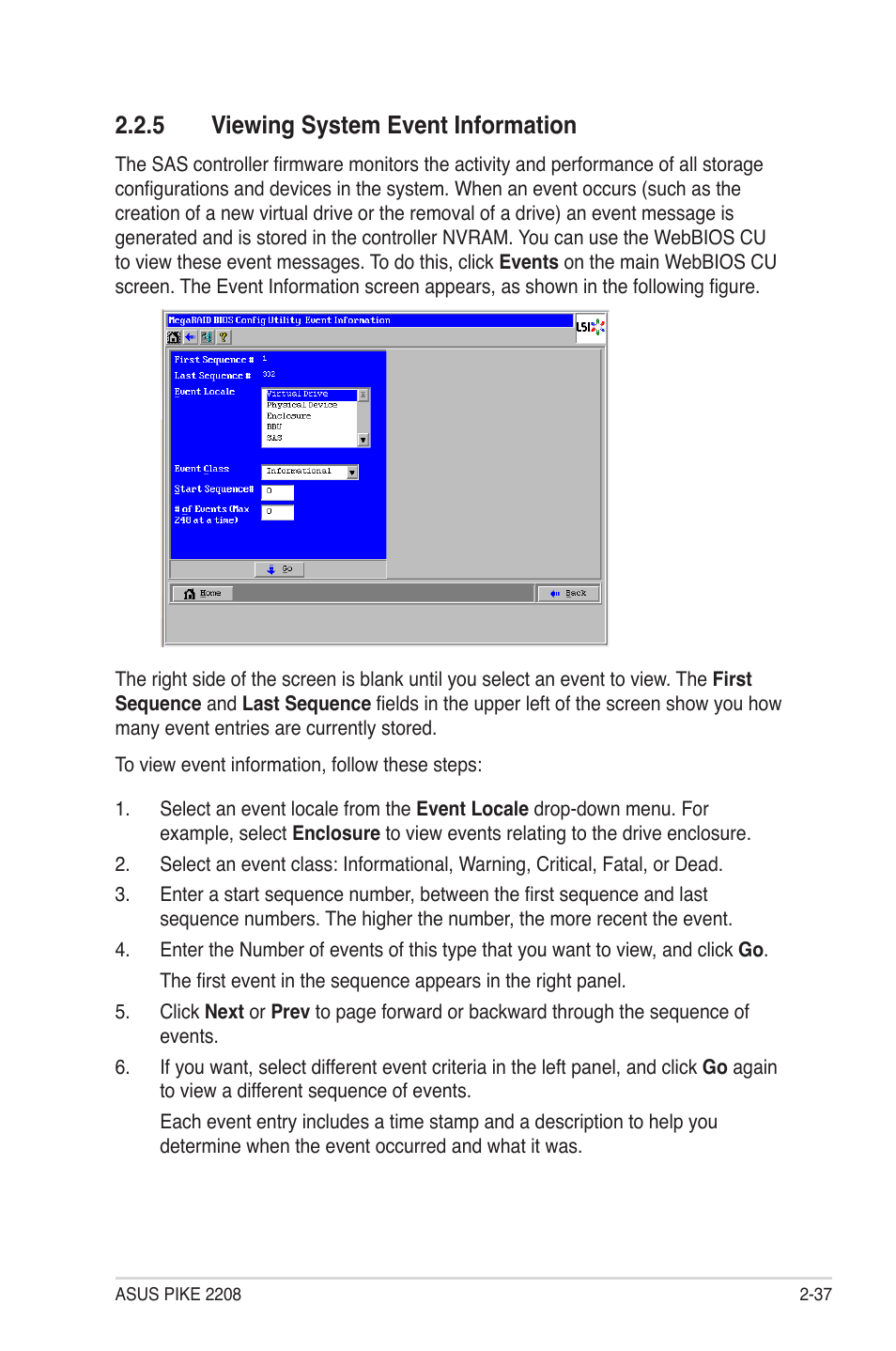 5 viewing system event information, Viewing system event information -37 | Asus PIKE 2208 User Manual | Page 51 / 86