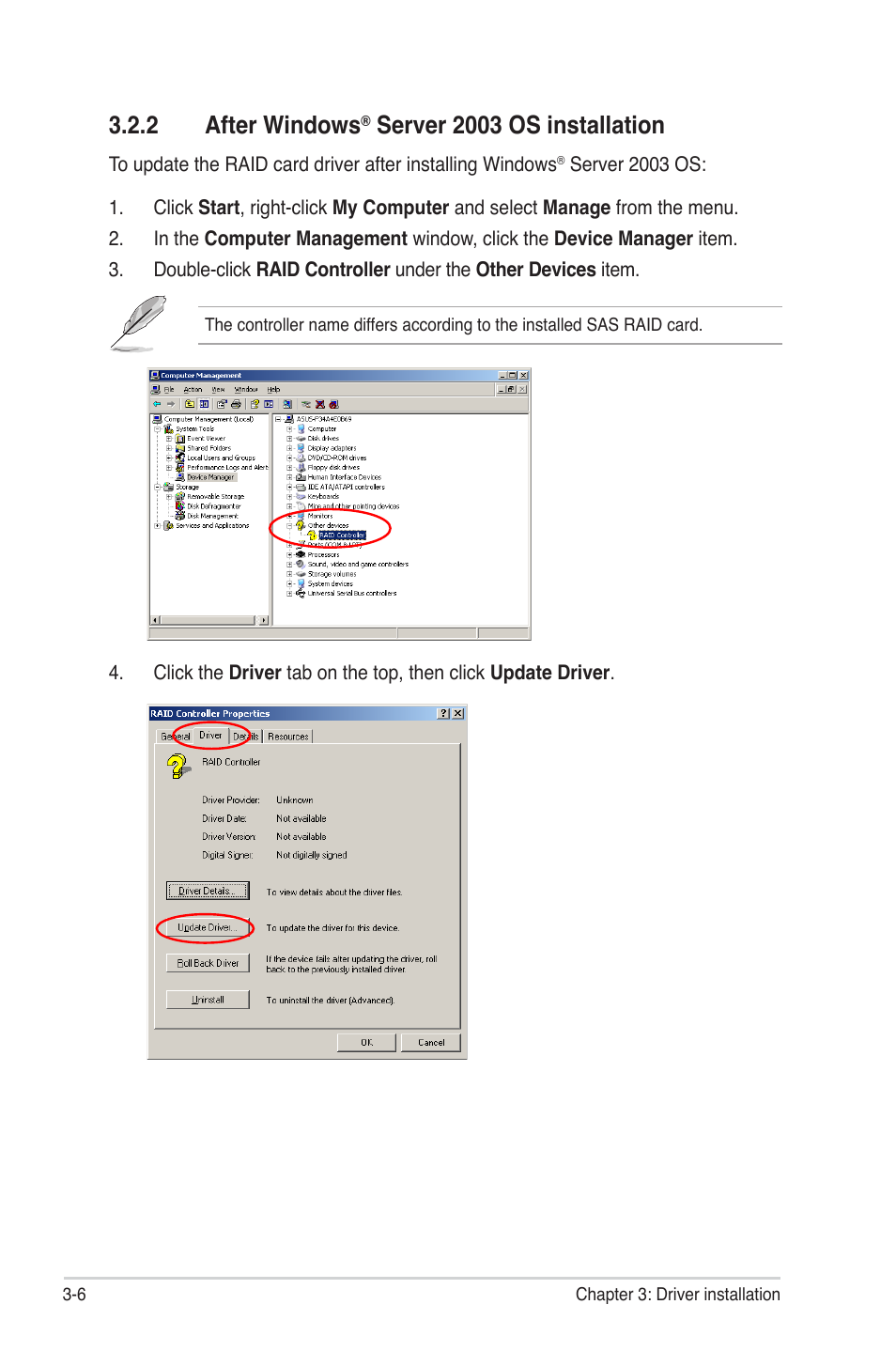 2 after windows® server 2003 os installation, After windows, Server 2003 os installation -6 | 2 after windows, Server 2003 os installation | Asus PIKE 2208 User Manual | Page 74 / 86