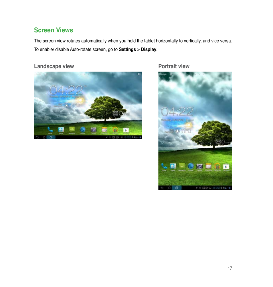 Screen views | Asus PadFone 2 User Manual | Page 17 / 71