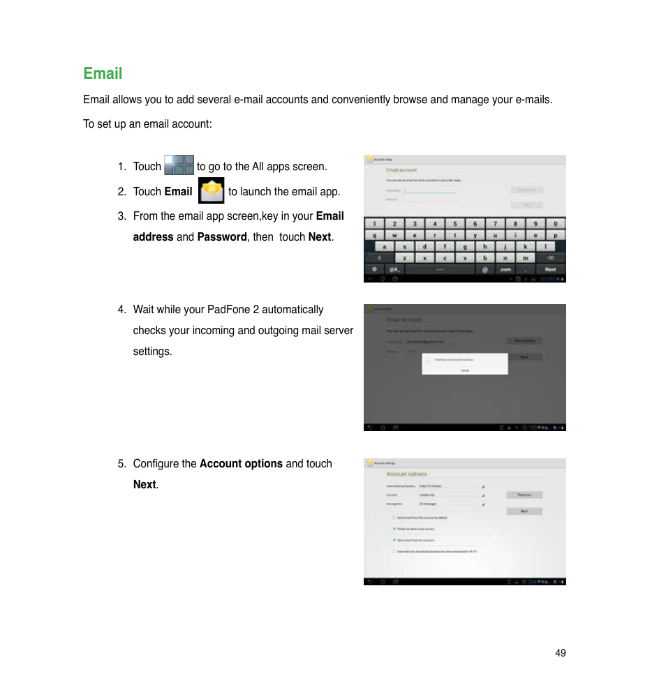 Email | Asus PadFone 2 User Manual | Page 49 / 71