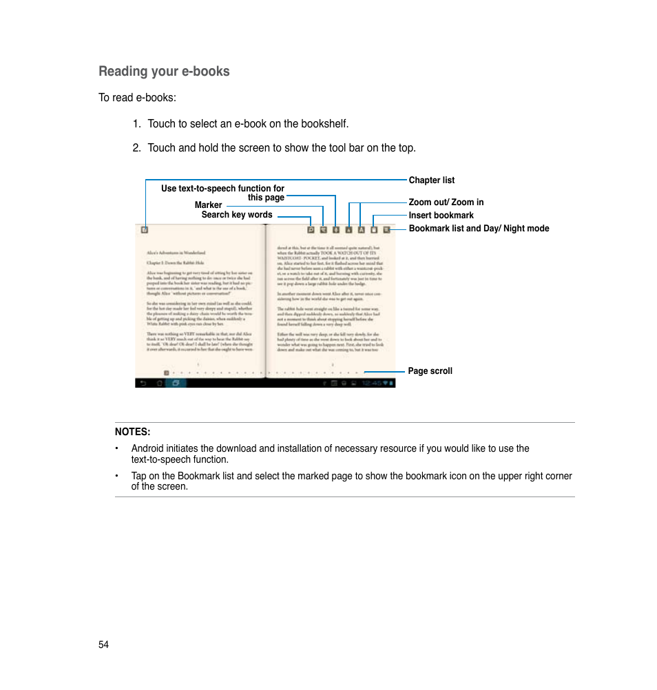 Reading your e-books | Asus PadFone 2 User Manual | Page 54 / 71