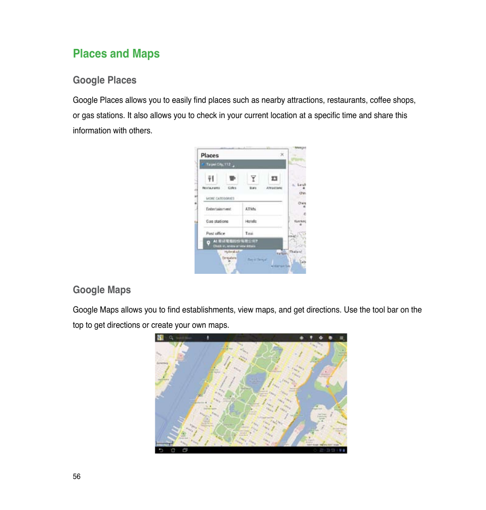 Places and maps | Asus PadFone 2 User Manual | Page 56 / 71